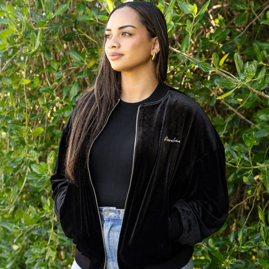 KAITIAKI BOMBER JACKET - BLACK VELVET