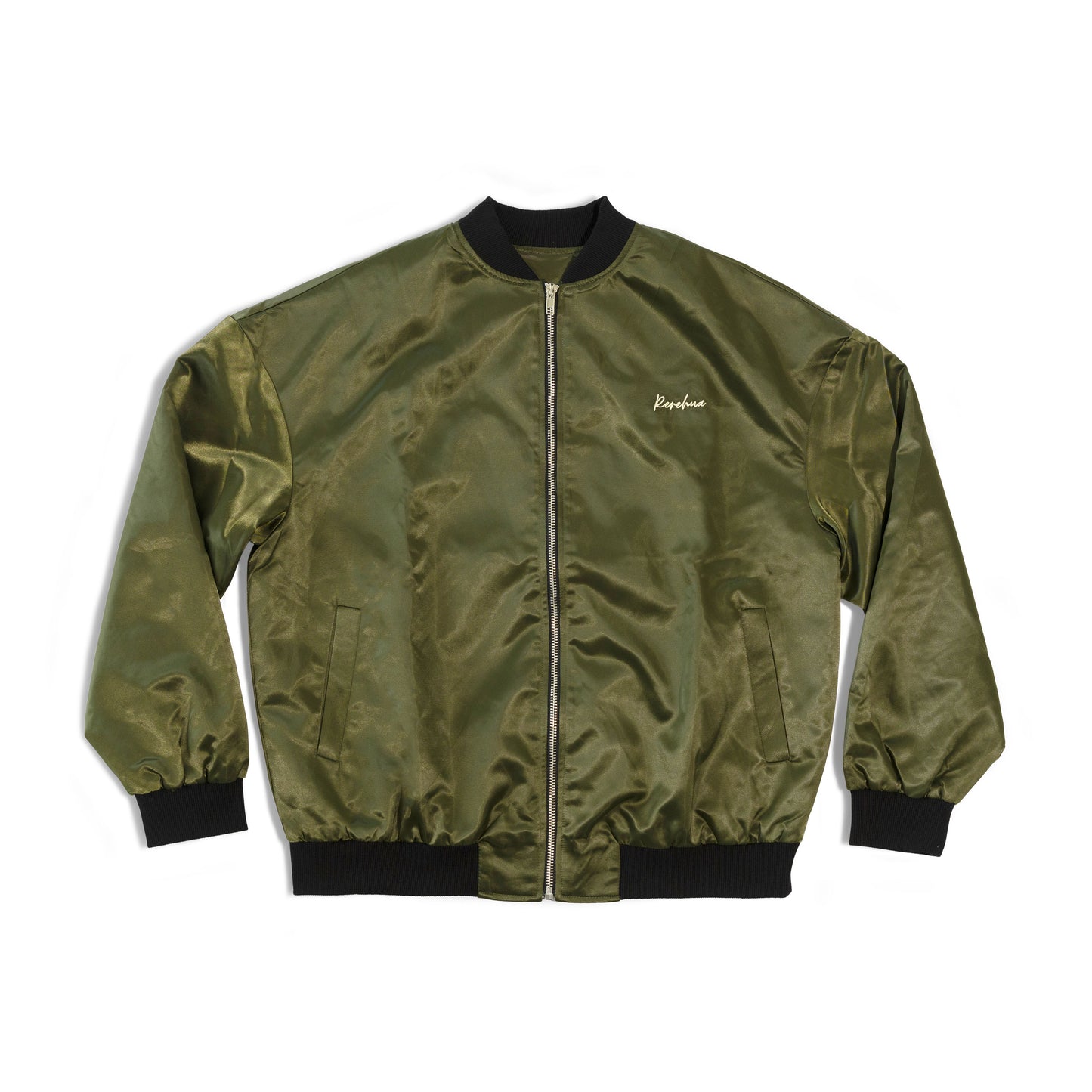 KAITIAKI BOMBER JACKET - GREEN SATIN