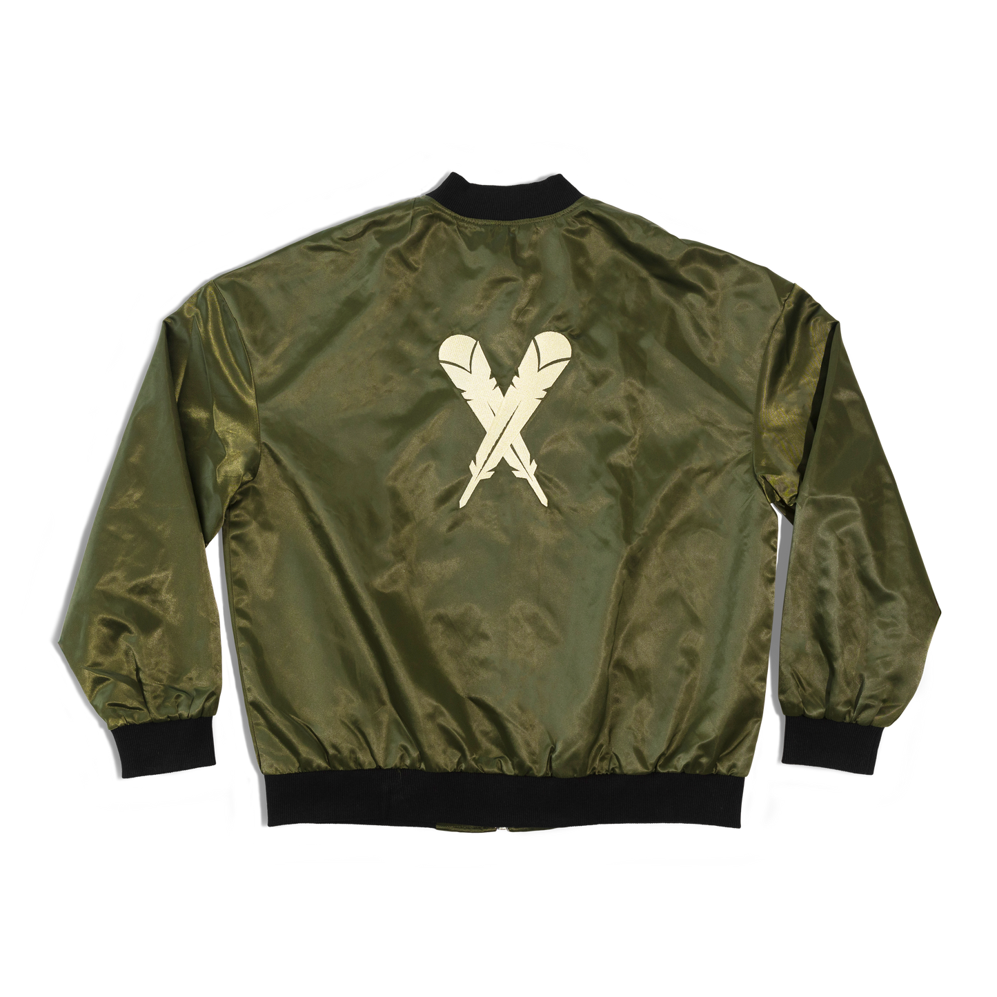 KAITIAKI BOMBER JACKET - GREEN SATIN
