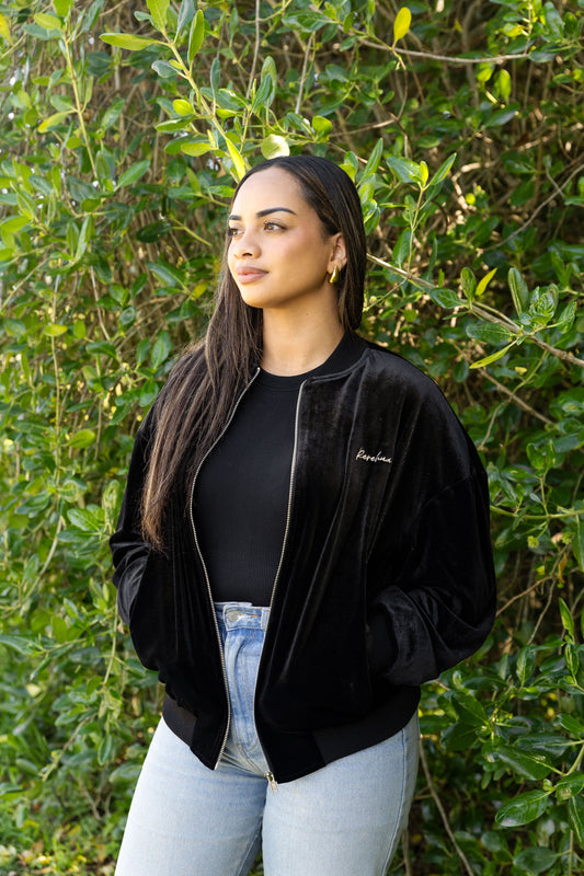 KAITIAKI BOMBER JACKET - BLACK VELVET