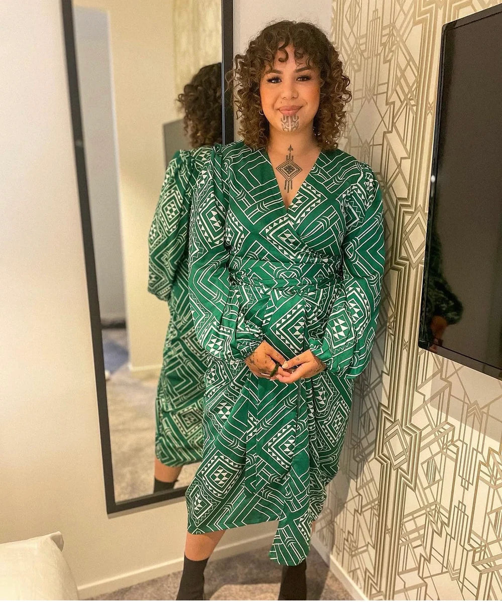 TĀNIKO WRAP DRESS - GREEN